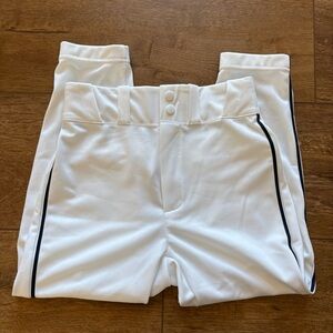 Kids' White baseball/ softball pants with Black piping